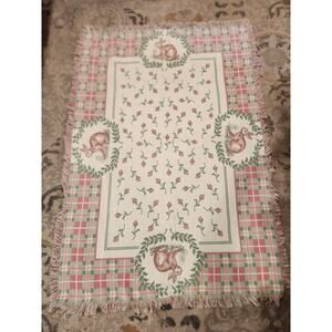 Vintage Woven Bunny Tapestry Throw Blanket 65x35 Reversible‎ Spring Decor 80s